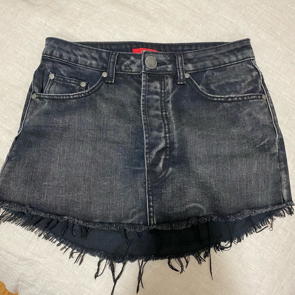 Signature black denim skirt